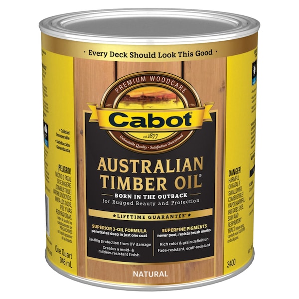 Cabot Australian Timber Oil Transparent Natural Oil-Based Australian Timber Oil 1 qt